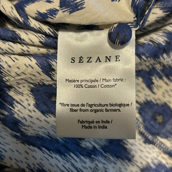 Sézane Sz 40 (US 8) • Blue Boby Shirt Cotton Blouse Imprime Ikat Print - Picture 7 of 7